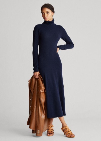 Vestidos Polo Ralph Lauren Mujer Azul Marino - Cashmere Turtleneck - FEGYX6480